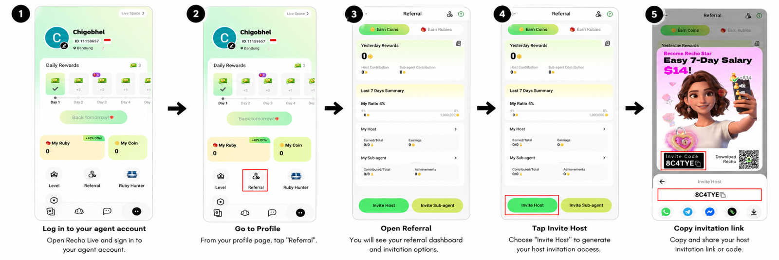 How to Invite Host on Recho Live App