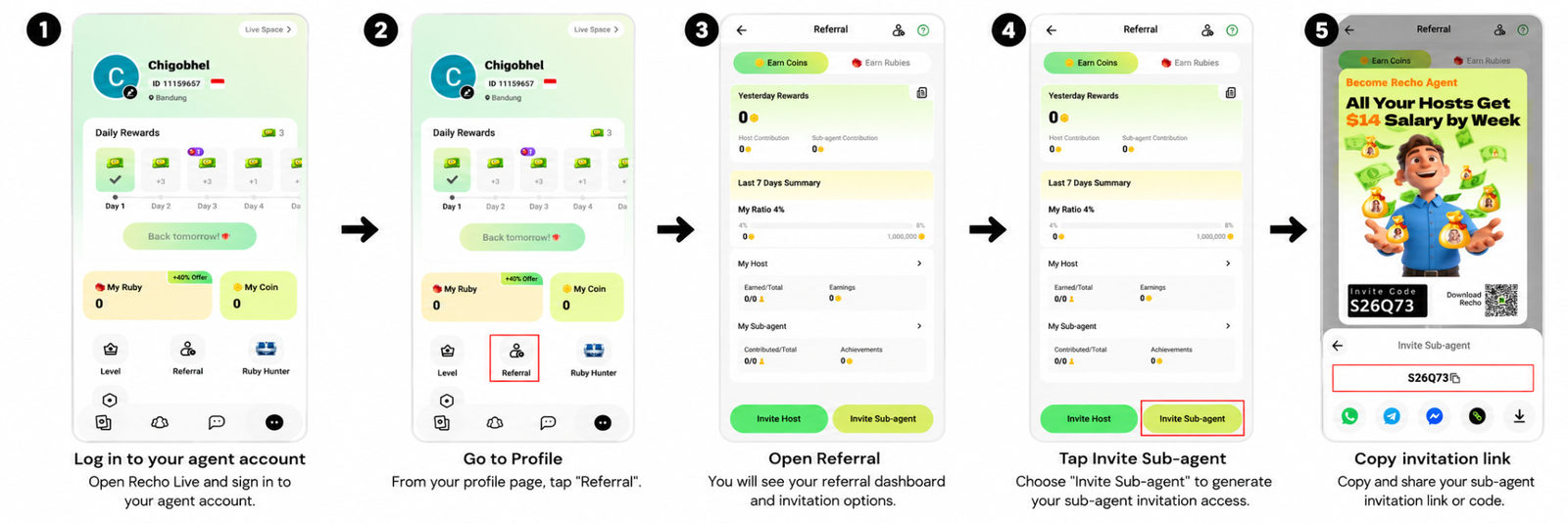 How to Invite Sub-Agent on Recho Live App