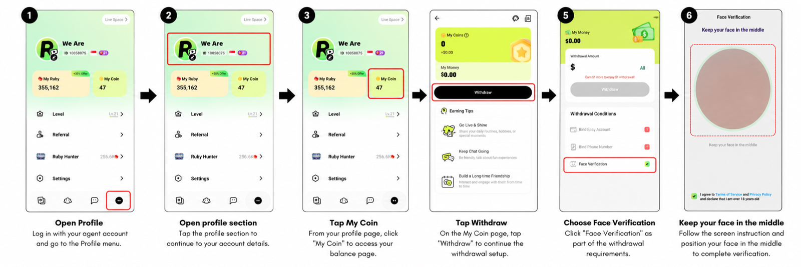 How to Complete Face Verification for Recho Live Agent