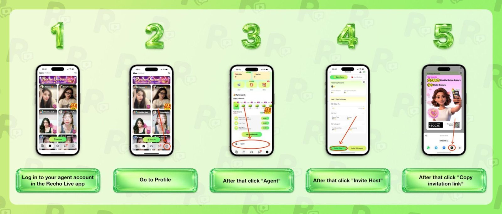 How to Invite Host on Recho Live App