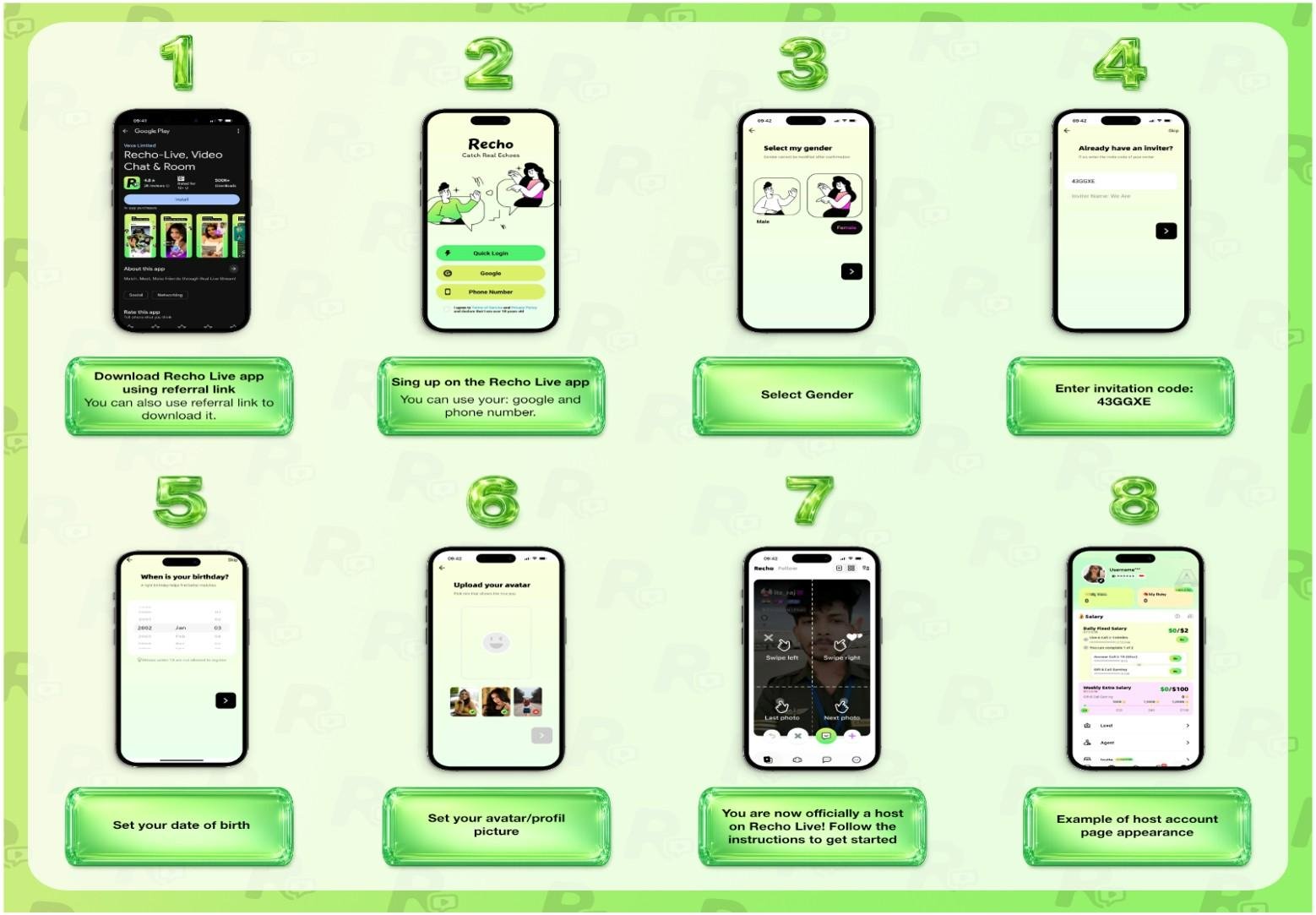 Steps to become a Recho Live host